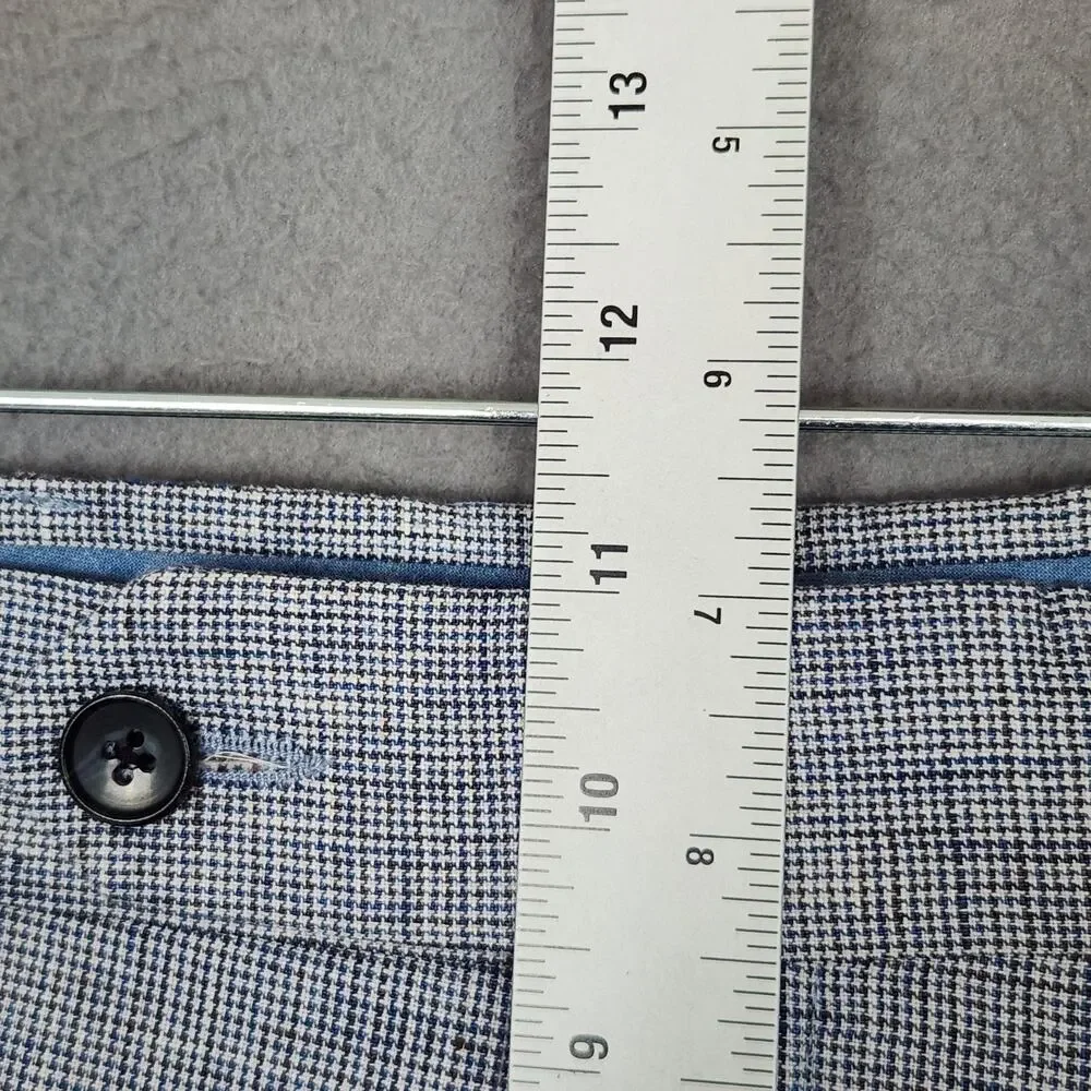 Ballin Pants Mens 40x30 Blue Linen Check Dress Flat Front Made In Canada Summer